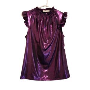 Tiffany & Gray Women's Size Petite Large Metallic Purple Top - NWT